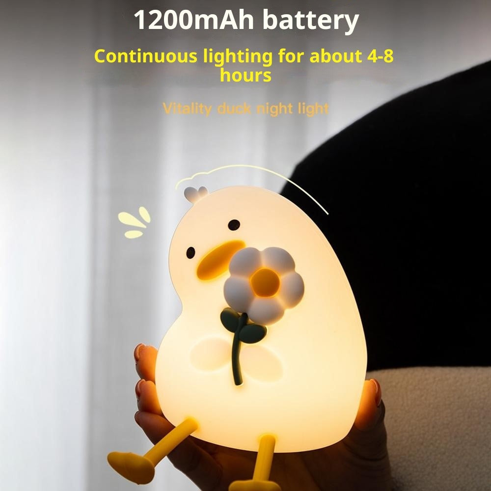 PP-D03 Colorful RGB Remote Control Cartoon Duck-Shaped Night Light Silicone 3-Brightness Levels Timer Touch Night Lamp for Bedroom