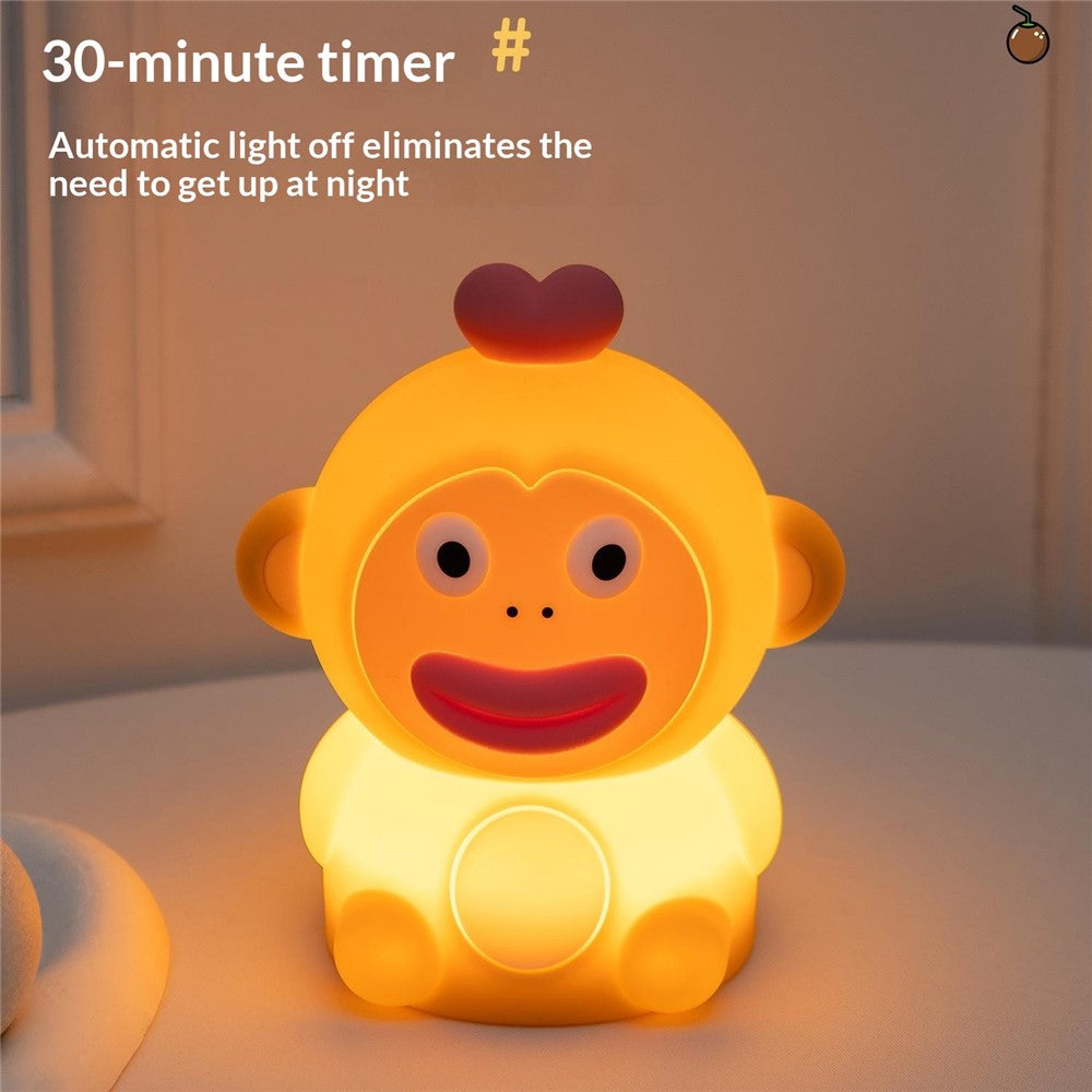 PP-D09 Cute Cartoon Monkey-Shaped Pat Lamp 1200mAh Type-C Charging Night Light for Bedroom