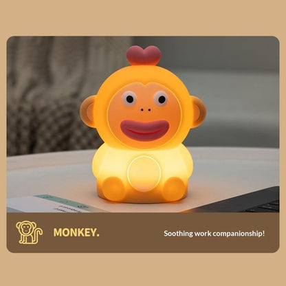 PP-D09 Cute Cartoon Monkey-Shaped Pat Lamp 1200mAh Type-C Charging Night Light for Bedroom