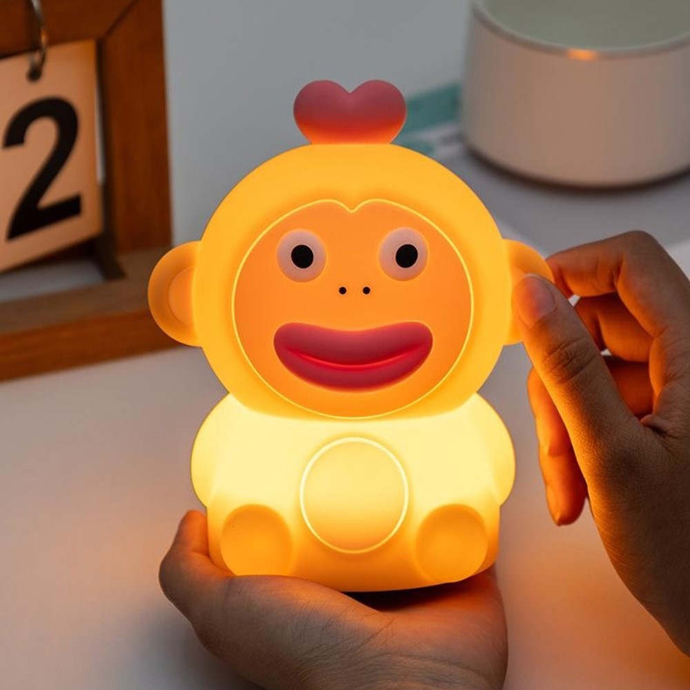 PP-D09 Cute Cartoon Monkey-Shaped Pat Lamp 1200mAh Type-C Charging Night Light for Bedroom