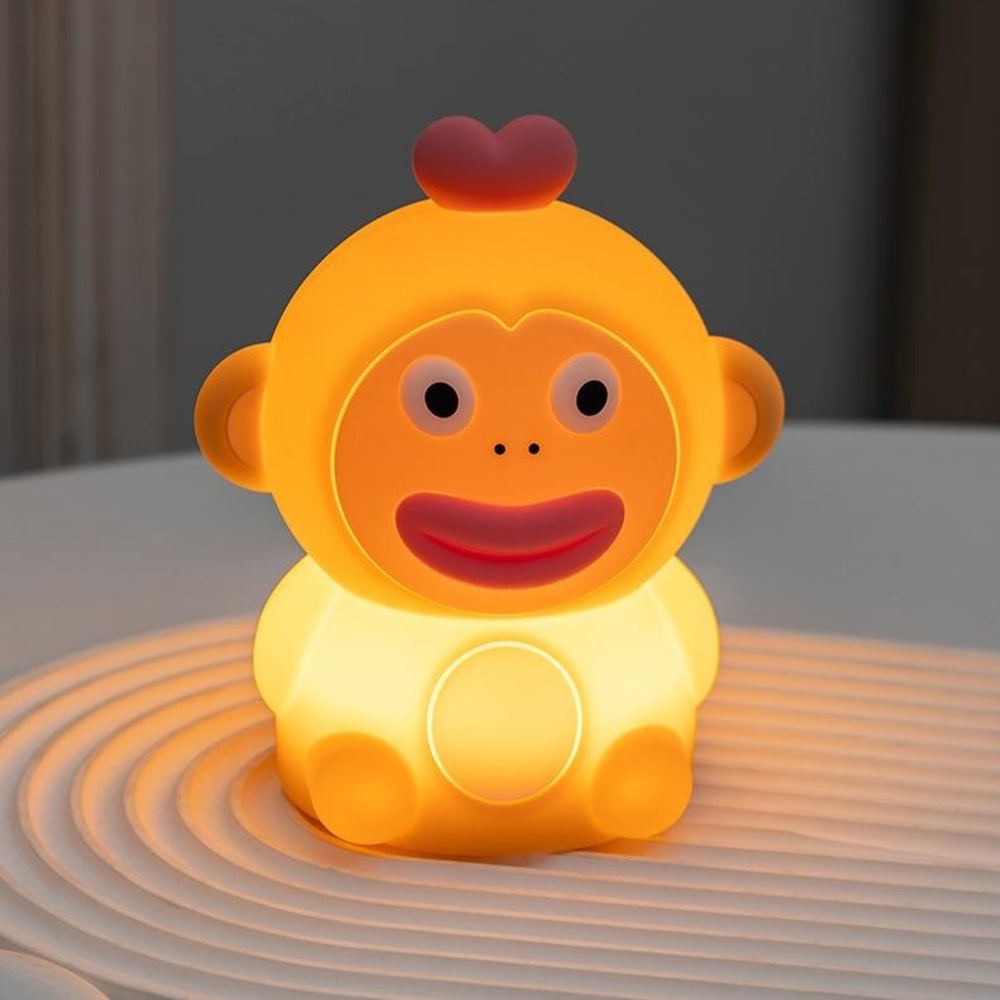 PP-D09 Cute Cartoon Monkey-Shaped Pat Lamp 1200mAh Type-C Charging Night Light for Bedroom