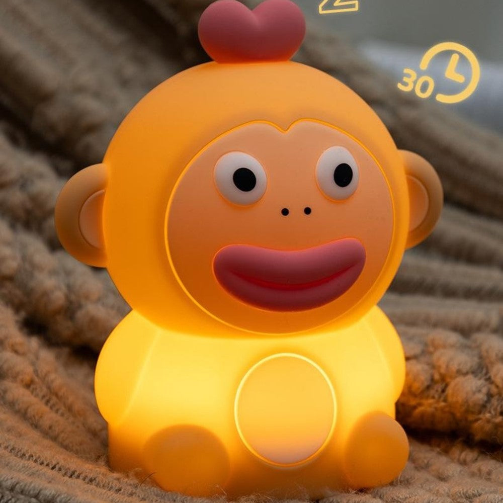 PP-D09 Cute Cartoon Monkey-Shaped Pat Lamp 1200mAh Type-C Charging Night Light for Bedroom