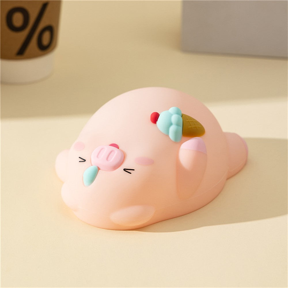 PP-D01 Ice Cream Cartoon Pig Shape Pat Light Cute Bedside Night Light 3-Level Touch 1200mAh Night Lamp