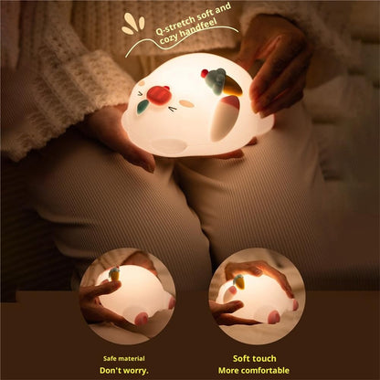 PP-D01 Ice Cream Cartoon Pig Shape Pat Light Cute Bedside Night Light 3-Level Touch 1200mAh Night Lamp
