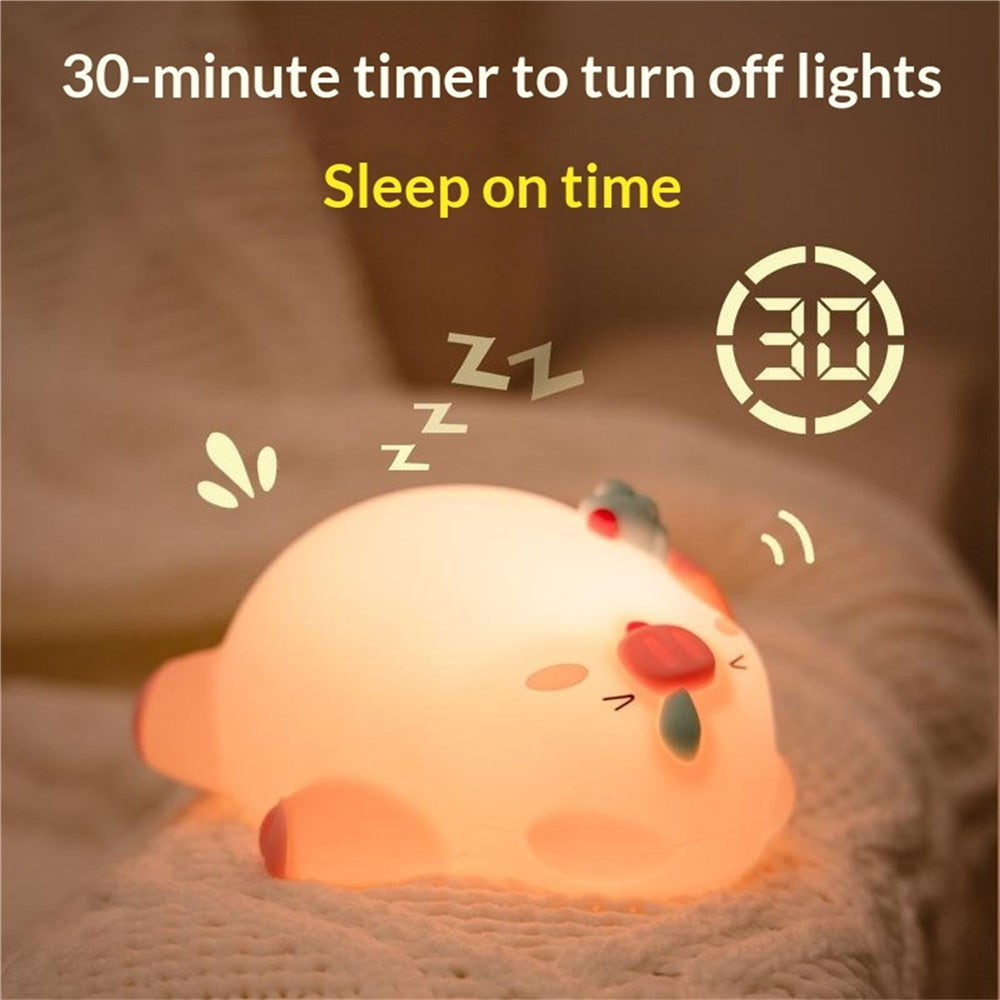PP-D01 Ice Cream Cartoon Pig Shape Pat Light Cute Bedside Night Light 3-Level Touch 1200mAh Night Lamp
