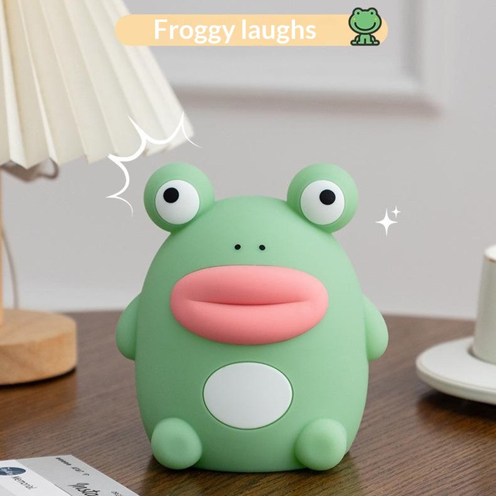 PP-D10 Cartoon Frog-Shaped Night Light 1200mAh Rechargeable Pat Light 3-Brightness 30-Minute Timer Night Lamp