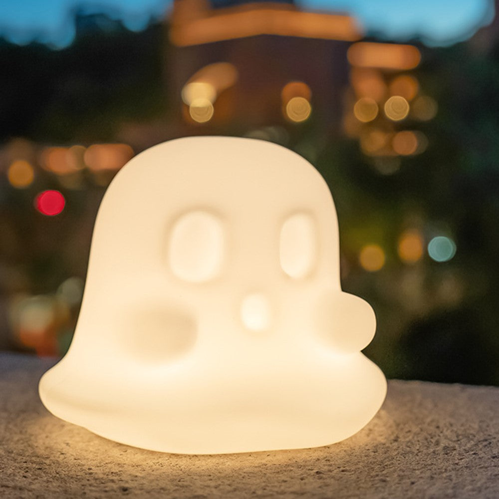 JXJA092 Ghost-Shaped Night Light 7 Colors RGB 3-Brightness Levels 1200mAh Rechargeable LED Lamp for Kids Bedroom Halloween