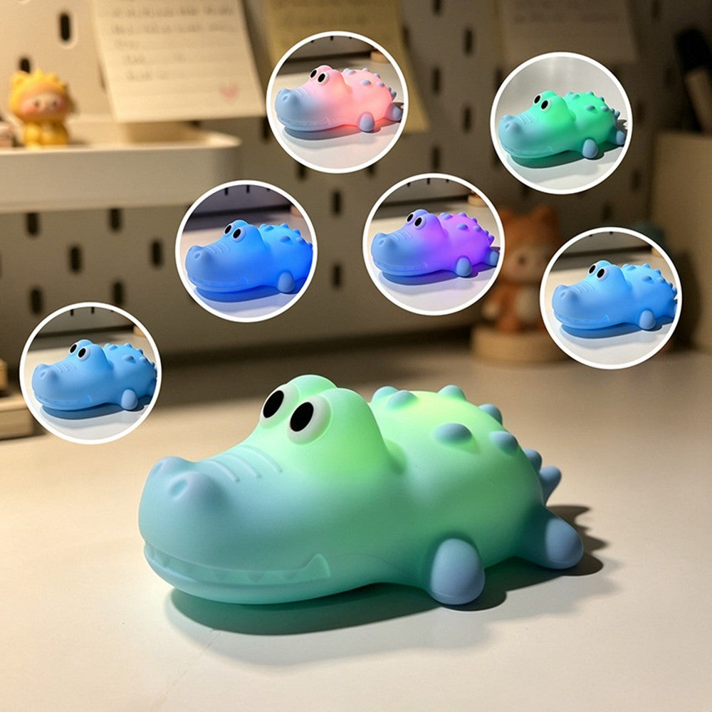 L2602 Goodnight Gator-Shaped Night Light Magnetic Silicone LED Lamp 3-Speed Warm Night Light for Kids Bedroom
