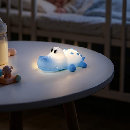 L2602 Goodnight Gator-Shaped Night Light Magnetic Silicone LED Lamp 3-Speed Warm Night Light for Kids Bedroom