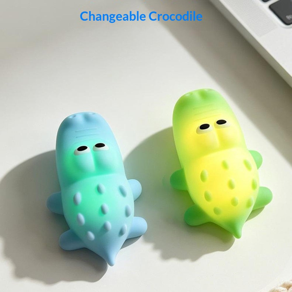 L2602 Goodnight Gator-Shaped Night Light Magnetic Silicone LED Lamp 3-Speed Warm Night Light for Kids Bedroom