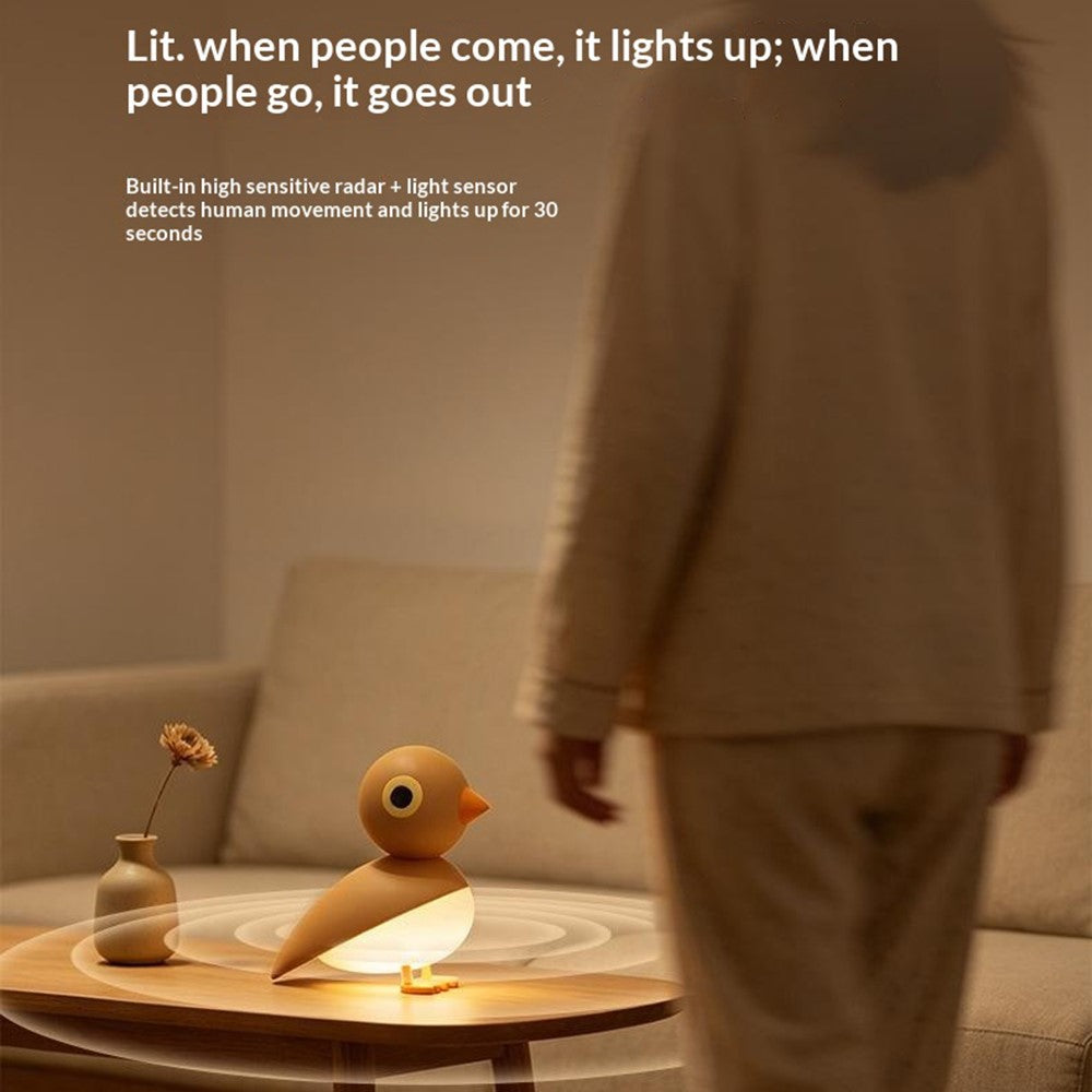 L2601 Cartoon Lucky Bird Shape Smart Radar Motion Sensor Night Light 800mAh Battery Rechargeable LED Decorative Lamp for Bedroom