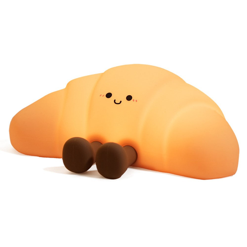 XJA089 Cartoon Croissant Shape Silicone Night Light Colorful RGB Touch Control LED Bedside Night Lamp for Bedroom