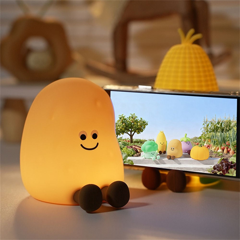 JXJA090 7-Color Lighting Potato-Shaped Sleep Lamp Touch Control 1200mAh Rechargeable LED Night Light for Bedroom