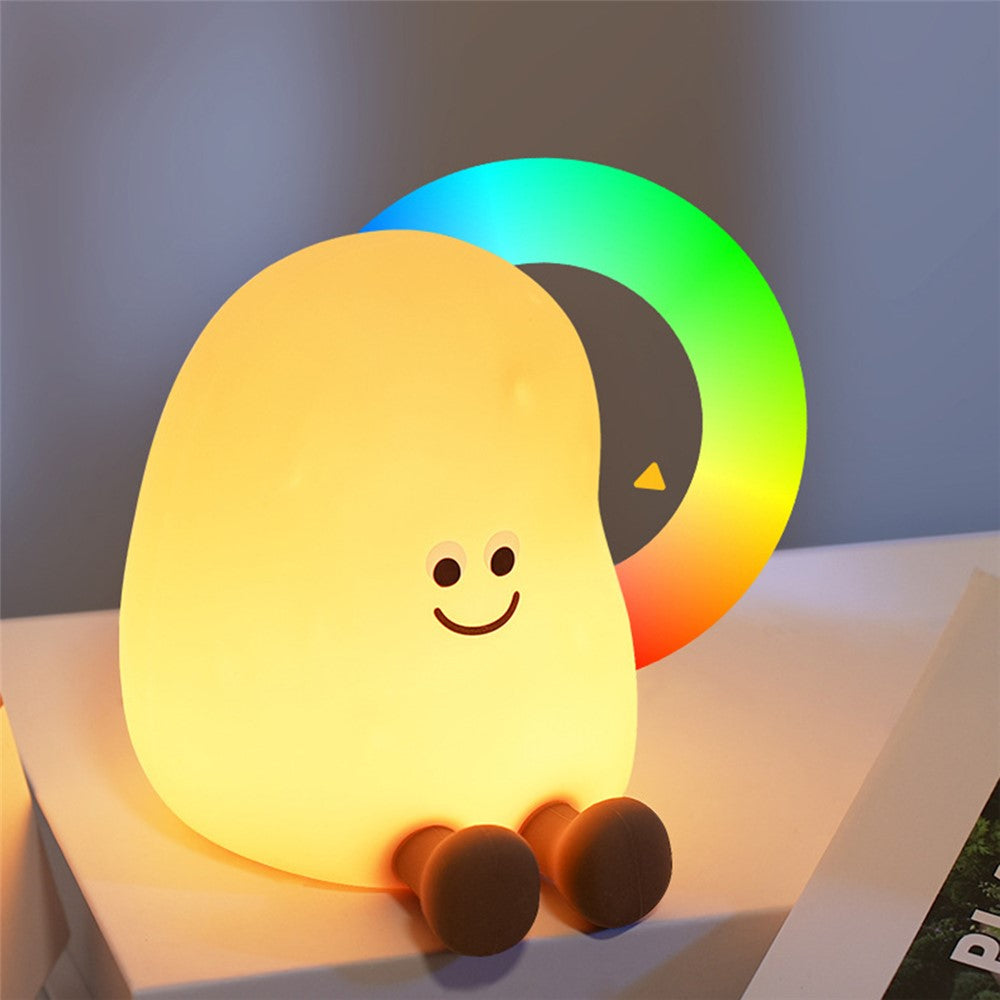 JXJA090 7-Color Lighting Potato-Shaped Sleep Lamp Touch Control 1200mAh Rechargeable LED Night Light for Bedroom