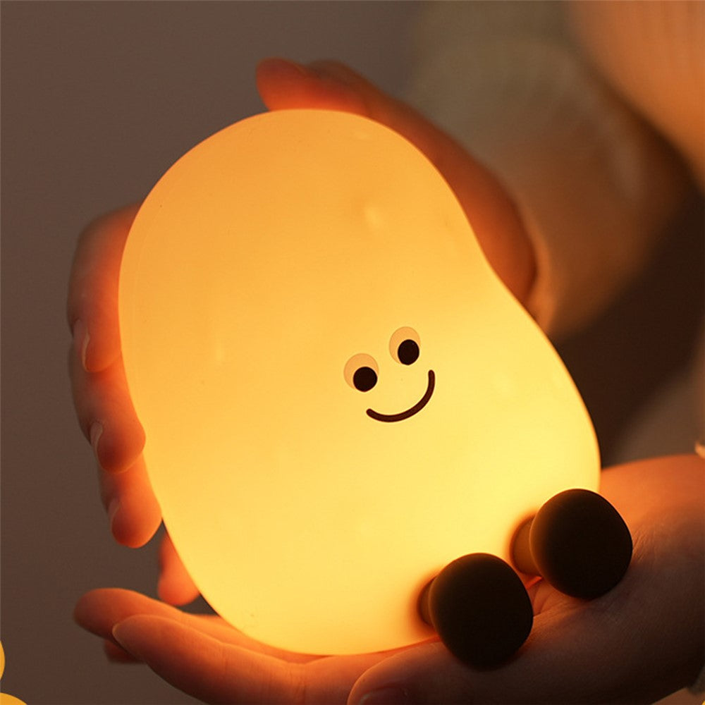 JXJA090 7-Color Lighting Potato-Shaped Sleep Lamp Touch Control 1200mAh Rechargeable LED Night Light for Bedroom
