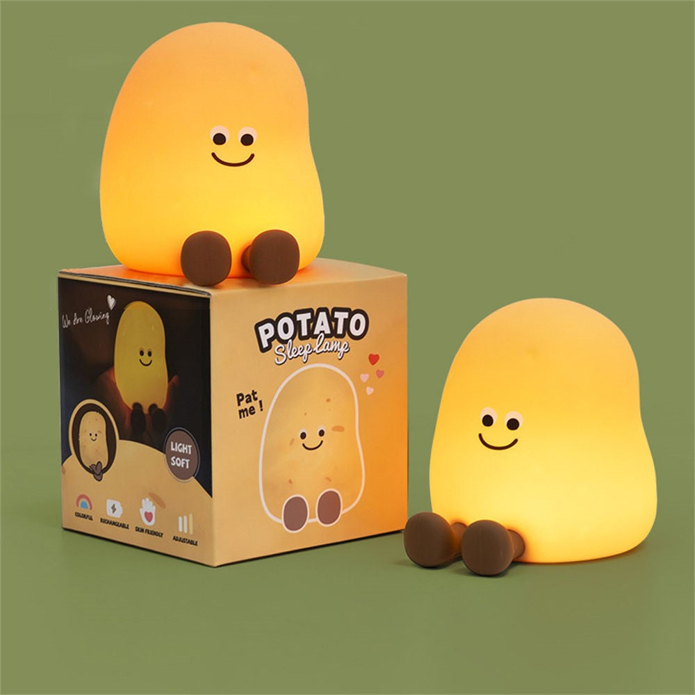 JXJA090 7-Color Lighting Potato-Shaped Sleep Lamp Touch Control 1200mAh Rechargeable LED Night Light for Bedroom