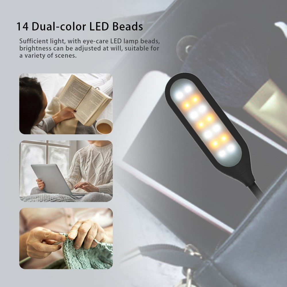 CN1001 Rechargeable LED Clip-on Book Light 3 Color Temperature ABS Reading Lamp