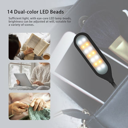 CN1001 Rechargeable LED Clip-on Book Light 3 Color Temperature ABS Reading Lamp