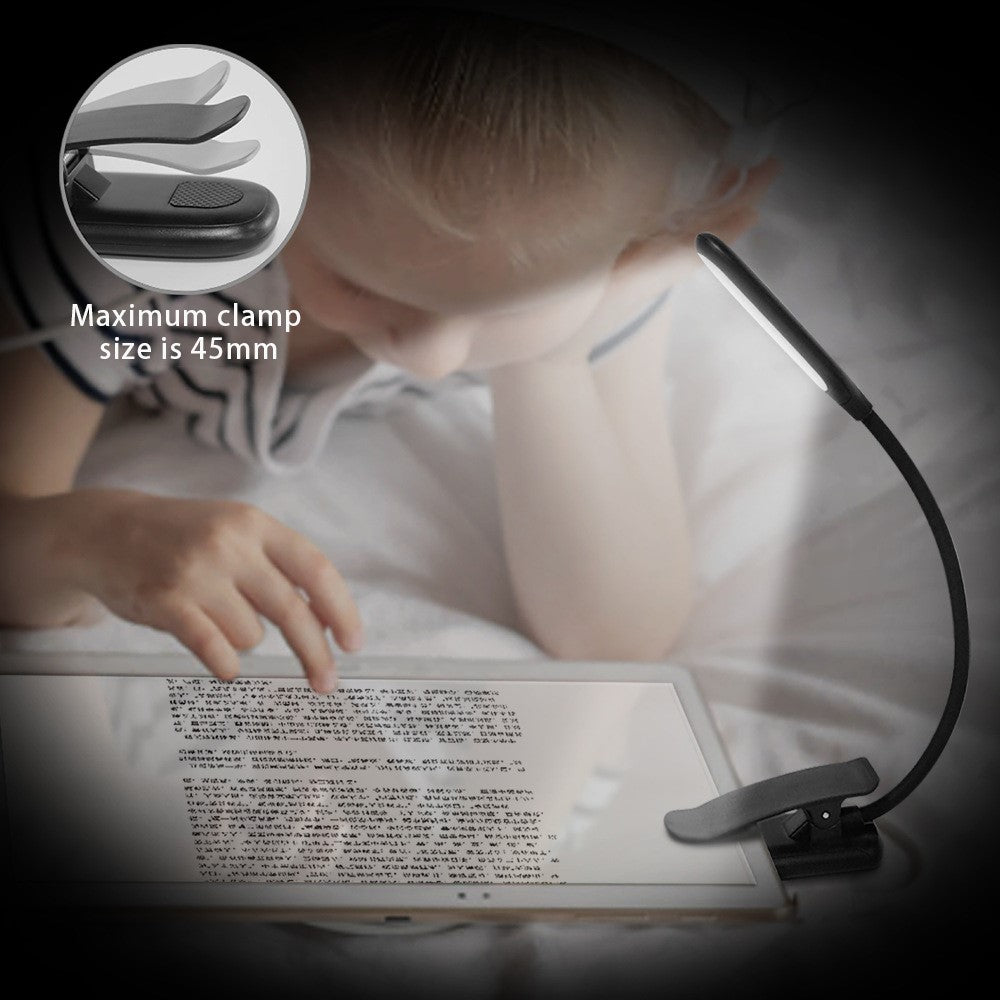 CN1001 Rechargeable LED Clip-on Book Light 3 Color Temperature ABS Reading Lamp