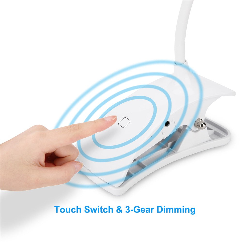 ST-8030 Clip-on Touch Control Reading LED Light Flexible Gooseneck Clamp Lamp with 3 Brightness Modes