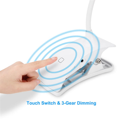 ST-8030 Clip-on Touch Control Reading LED Light Flexible Gooseneck Clamp Lamp with 3 Brightness Modes