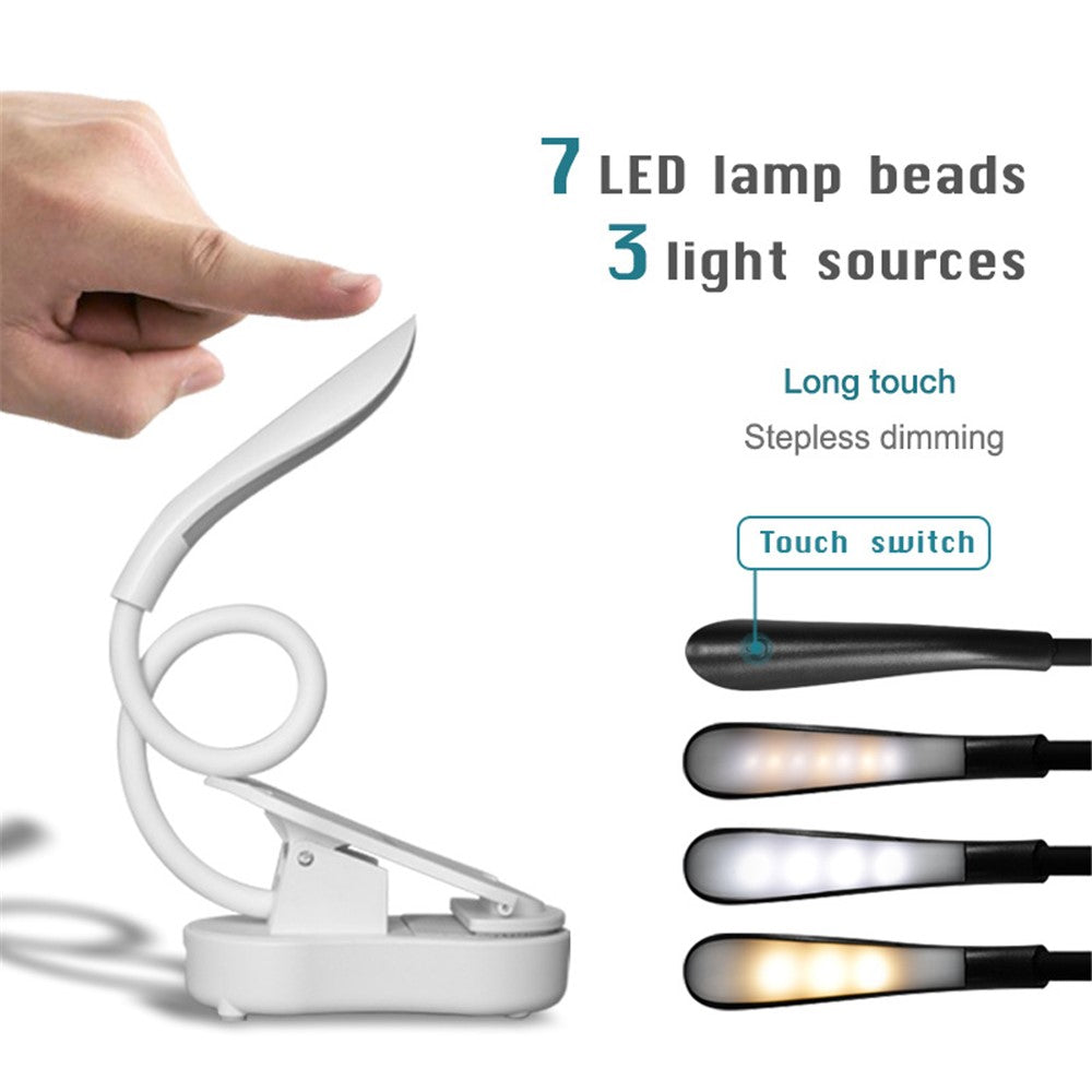 ST-8026 Clip Design LED Light 3 Color Temperature Dormitory Rechargeable Reading Lamp