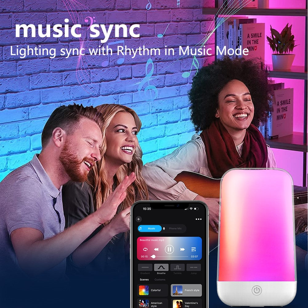 Smart Touch Bedside Lamp Bluetooth-compatible Dimmable Color Night Light Outdoor Music Table Lamp
