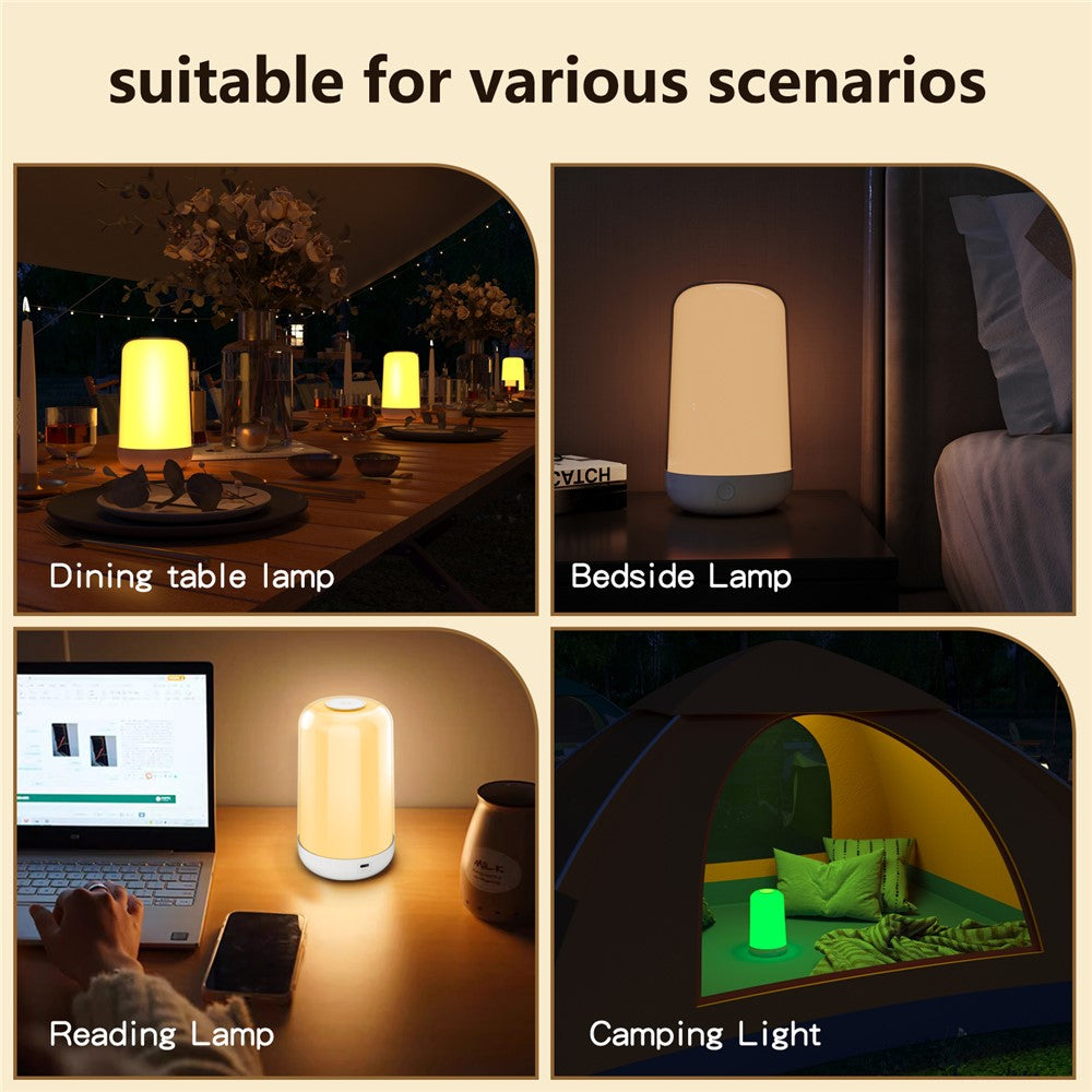 Smart Touch Bedside Lamp Bluetooth-compatible Dimmable Color Night Light Outdoor Music Table Lamp