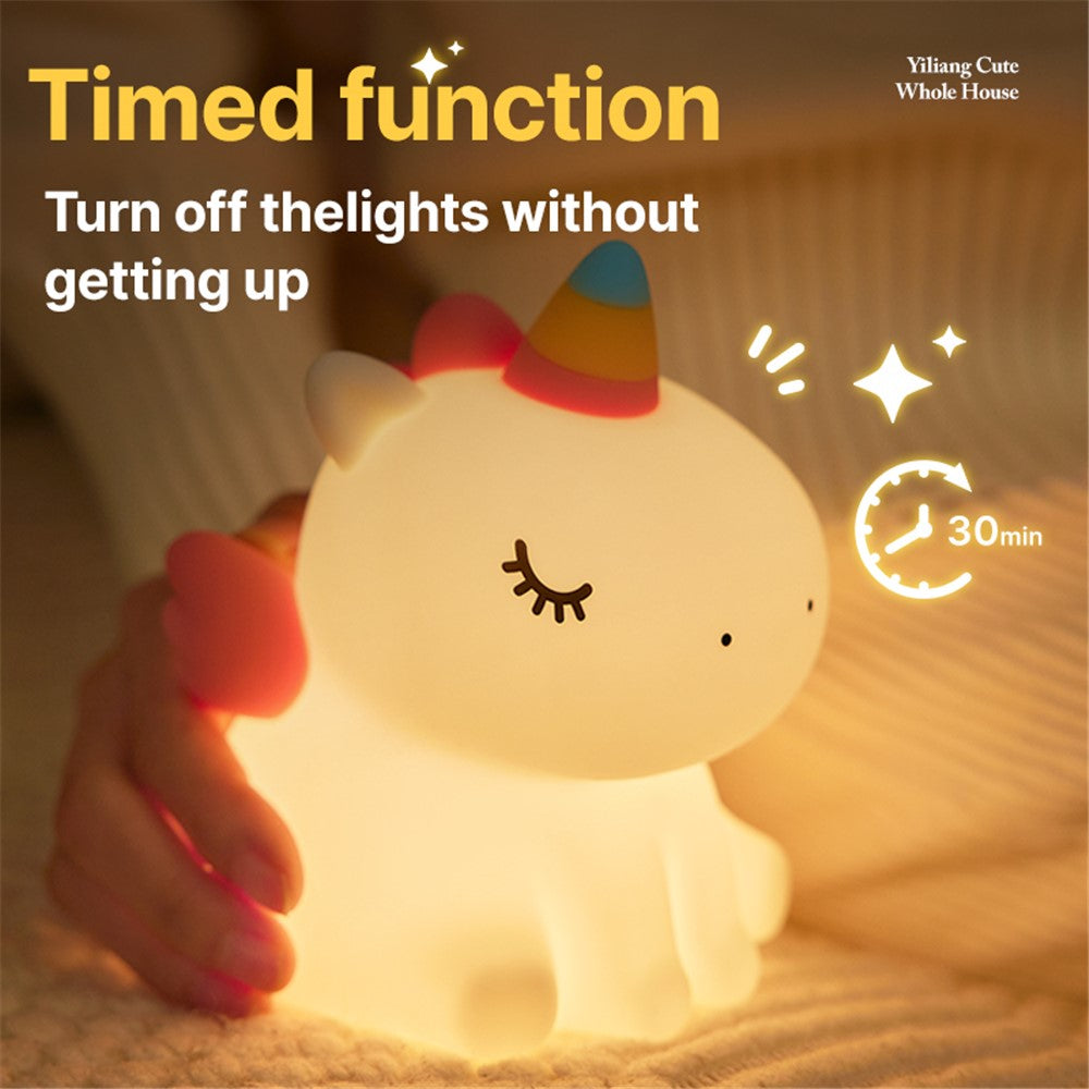 A007 Cute Cartoon Horse Silicone LED Night Lamp Home Bedside Tap Light (CE, ROHS, FCC, CPC Certified)