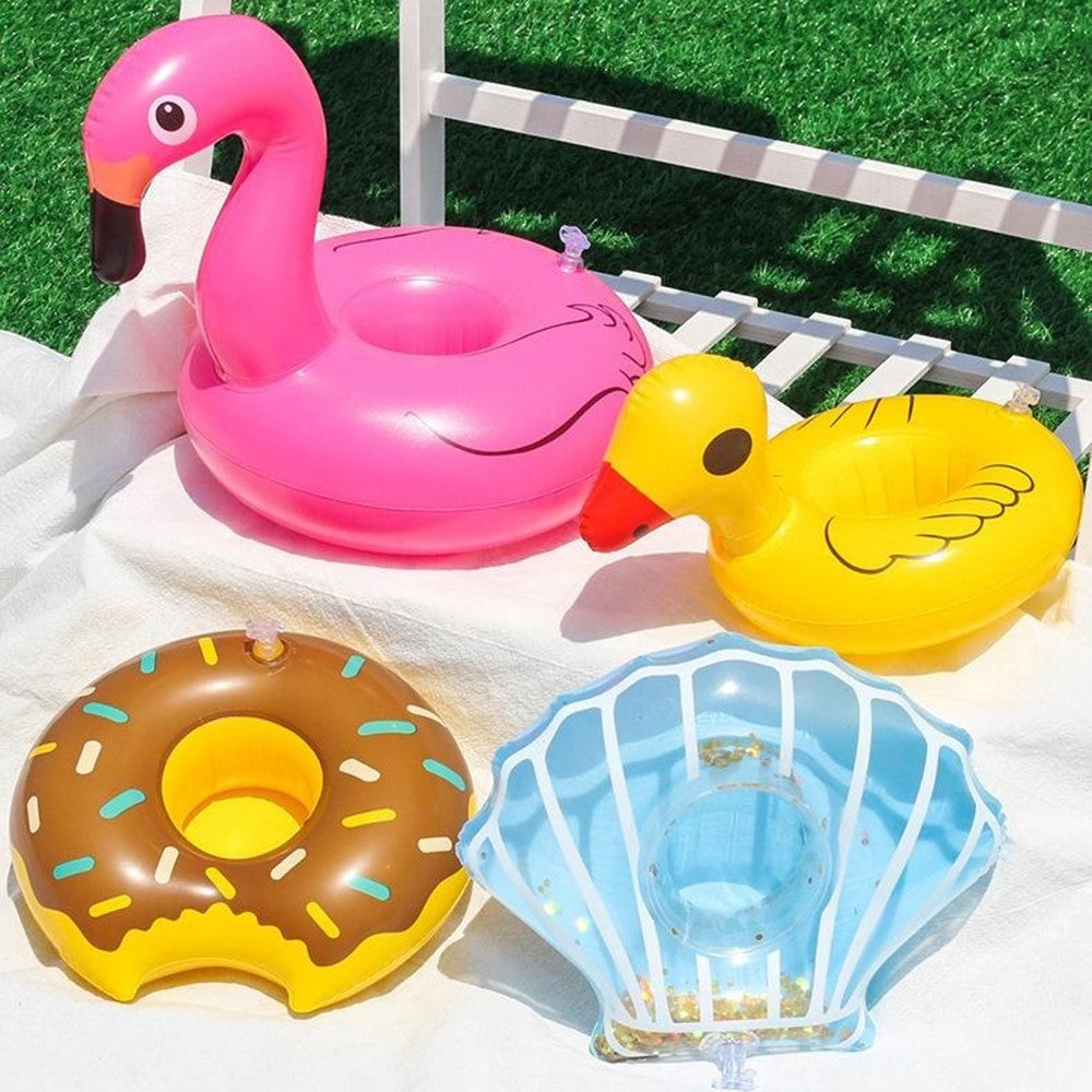 Inflatable Cup Holder Pool Float Watermelon Pineapple Donut Swan Fruit Pool Party Drink Holder