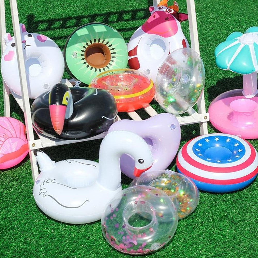 Inflatable Cup Holder Pool Float Watermelon Pineapple Donut Swan Fruit Pool Party Drink Holder