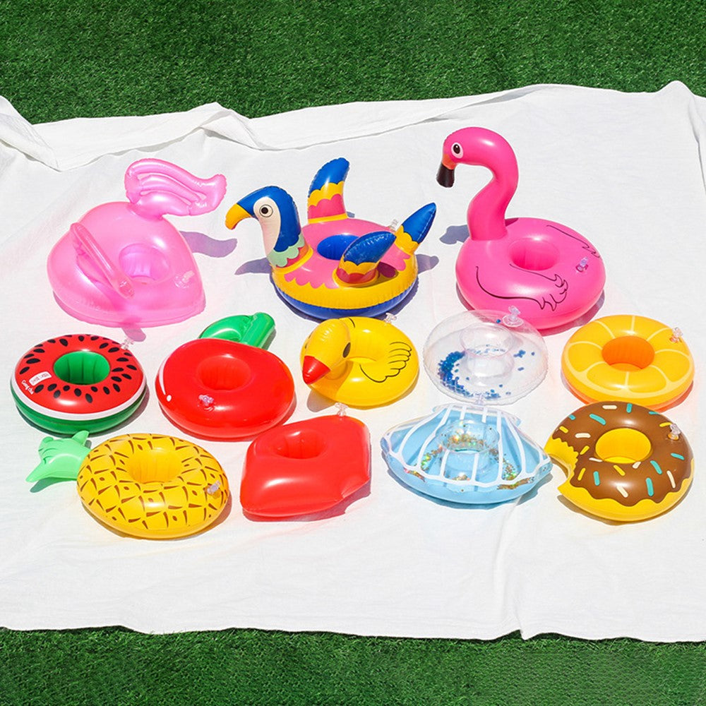 Inflatable Cup Holder Pool Float Watermelon Pineapple Donut Swan Fruit Pool Party Drink Holder