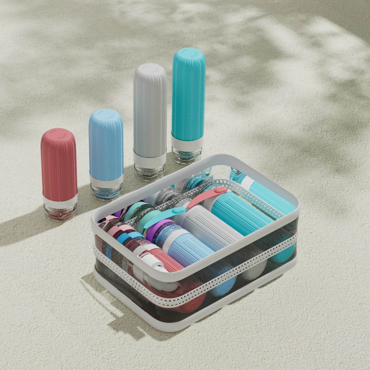 Leak Proof Travel Silicone Bottles Set 60ml 90ml Portable Containers for Shampoo Body Wash
