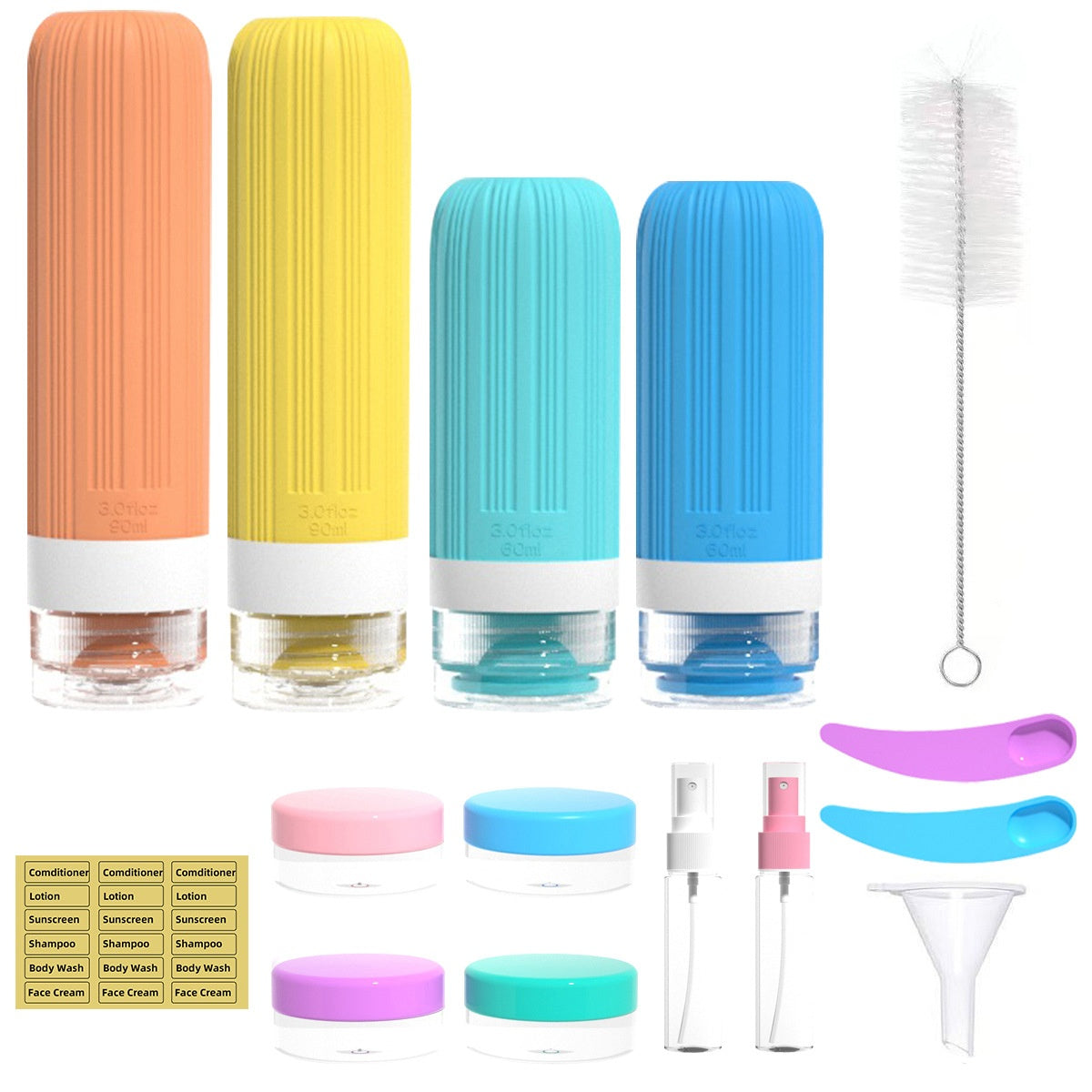 Leak Proof Travel Silicone Bottles Set 60ml 90ml Portable Containers for Shampoo Body Wash