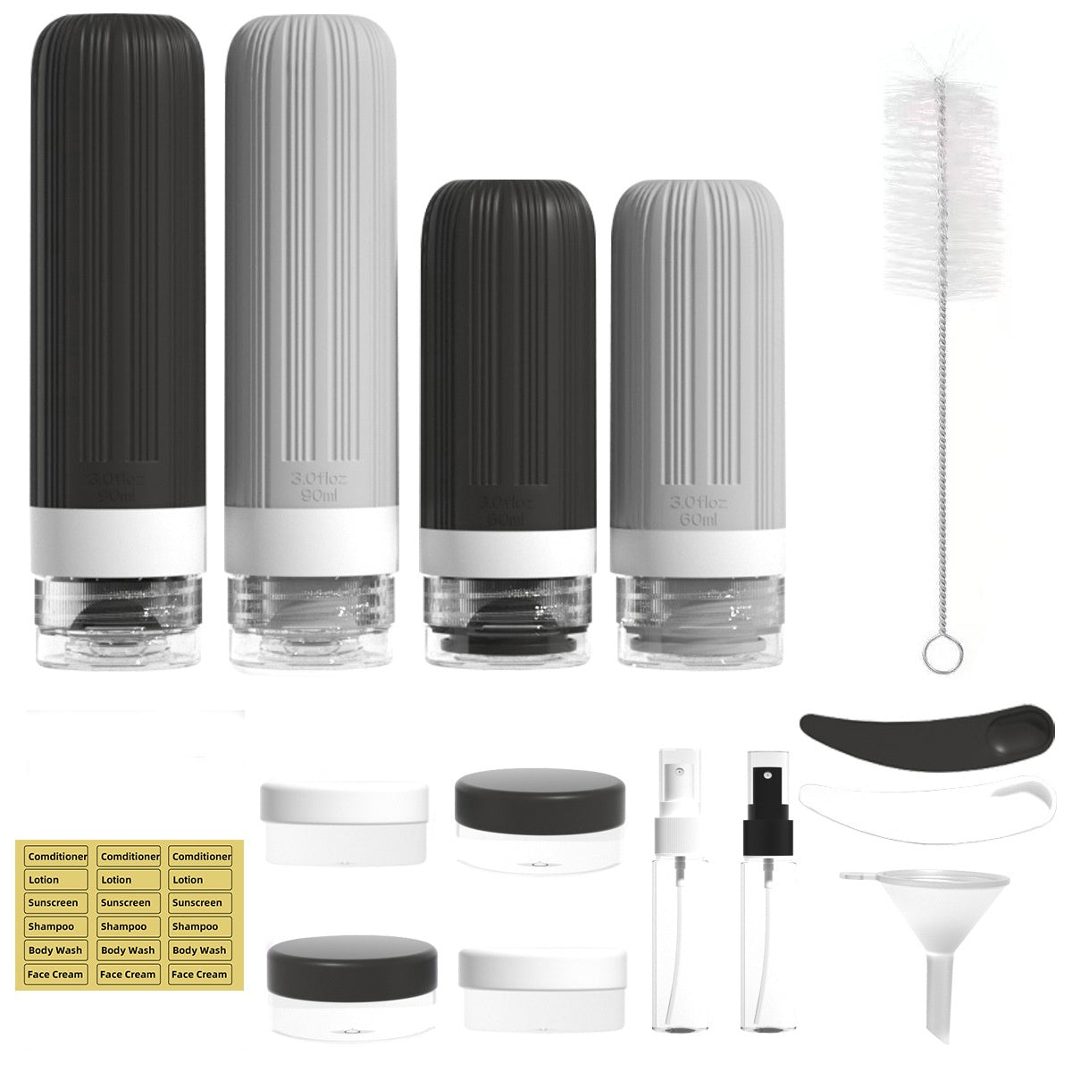 Leak Proof Travel Silicone Bottles Set 60ml 90ml Portable Containers for Shampoo Body Wash