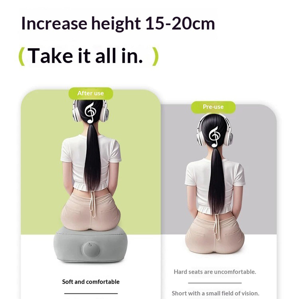Portable Inflatable Seat Cushion 15-20cm Height Boost Chair Cushion for Stadium Concerts Sports, 37x30x16cm