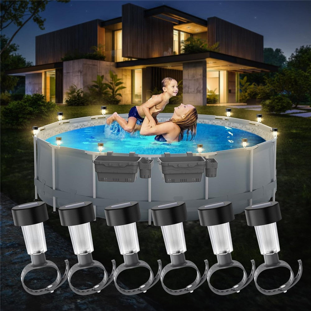 6Pcs Solar Garden Lights Garden Yard Fence Railing Tie Lamps Balcony Waterproof Decorative Lights, Warm Light