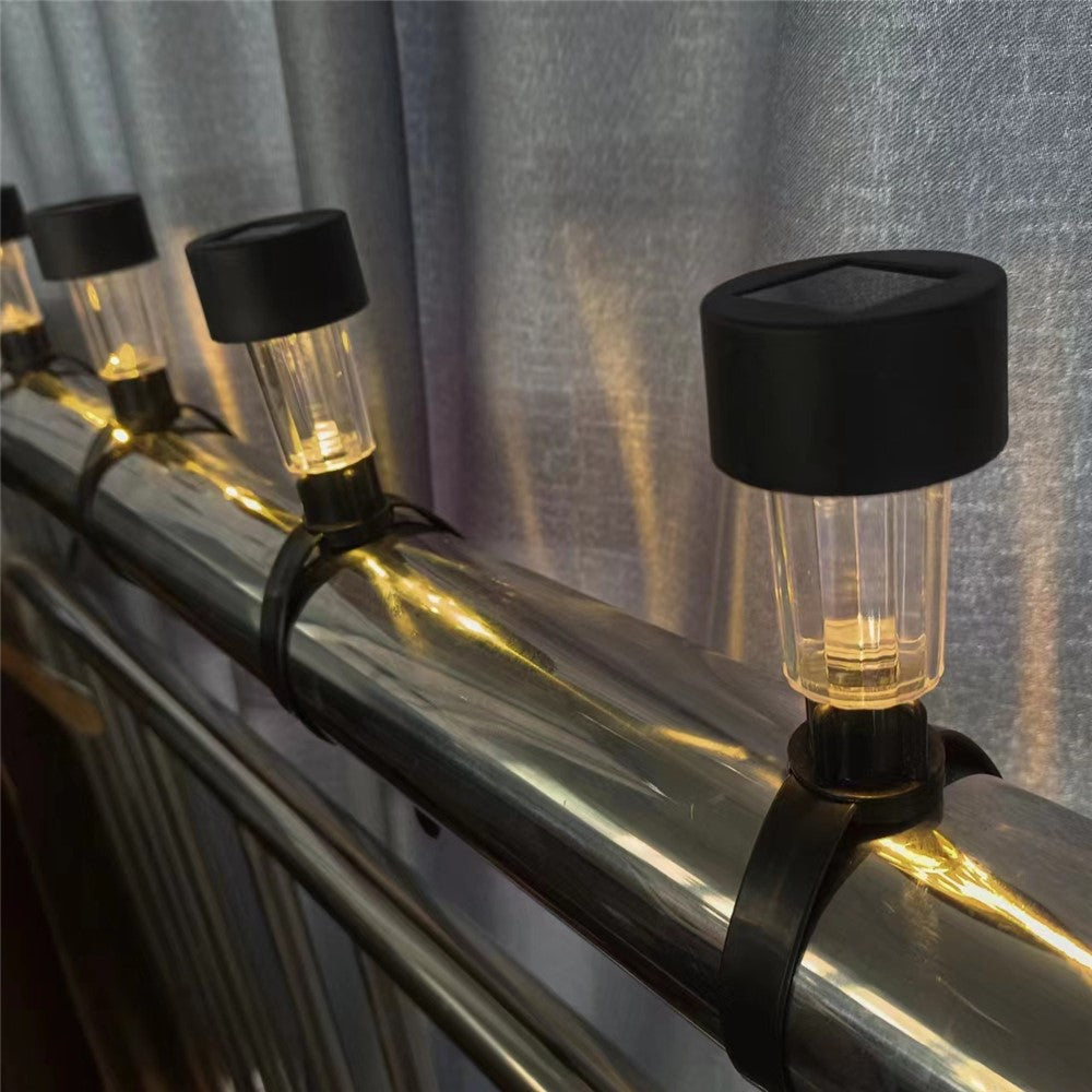 6Pcs Solar Garden Lights Garden Yard Fence Railing Tie Lamps Balcony Waterproof Decorative Lights, Warm Light