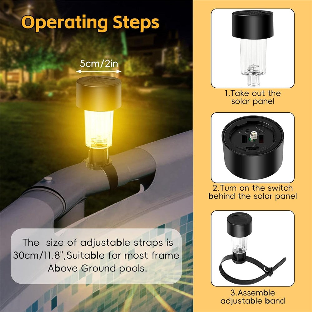 6Pcs Solar Garden Lights Garden Yard Fence Railing Tie Lamps Balcony Waterproof Decorative Lights, Warm Light