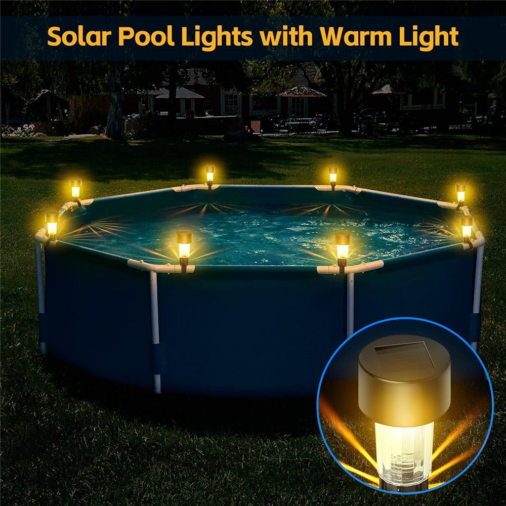 6Pcs Solar Garden Lights Garden Yard Fence Railing Tie Lamps Balcony Waterproof Decorative Lights, Warm Light