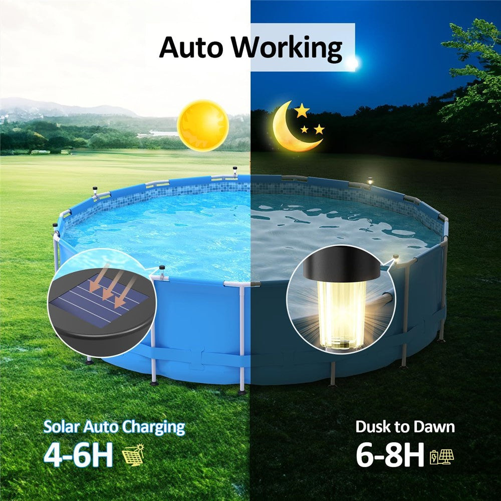 6Pcs Solar Garden Lights Garden Yard Fence Railing Tie Lamps Balcony Waterproof Decorative Lights, Warm Light