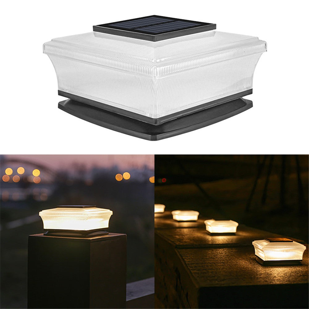 4-LED Fence Post Light Solar Powered Fence Post Cap Lamp for Deck, Patio, Garden