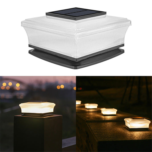 4-LED Fence Post Light Solar Powered Fence Post Cap Lamp for Deck, Patio, Garden