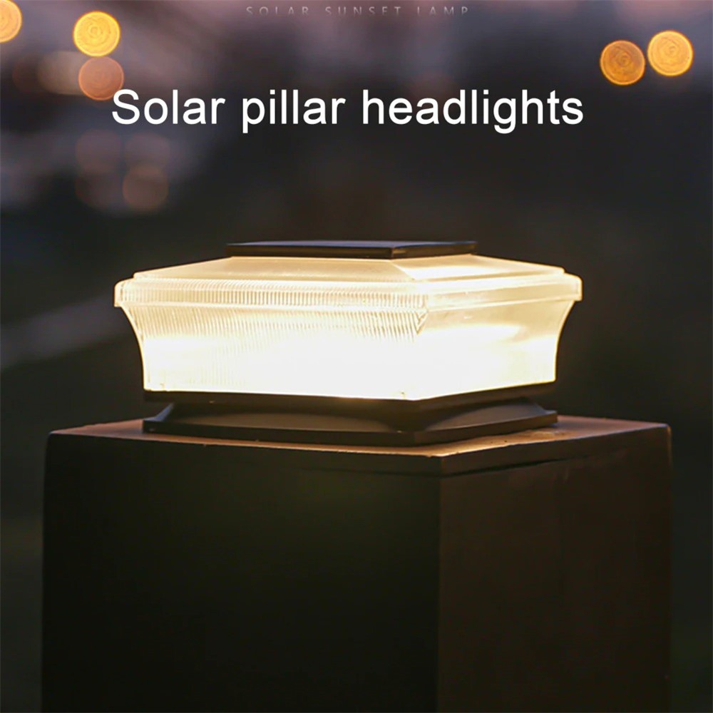 4-LED Fence Post Light Solar Powered Fence Post Cap Lamp for Deck, Patio, Garden