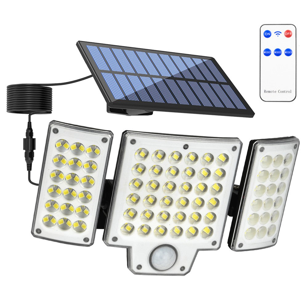 TG-TY01037 216 LED 3-Head Solar Powered Wall Light with Remote Control Waterproof Garden Lamp, Large Panel