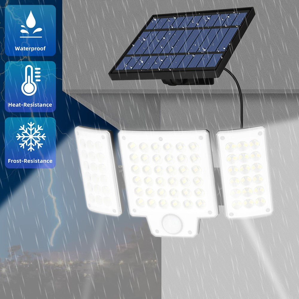 TG-TY01037 216 LED 3-Head Solar Powered Wall Light with Remote Control Waterproof Garden Lamp, Large Panel