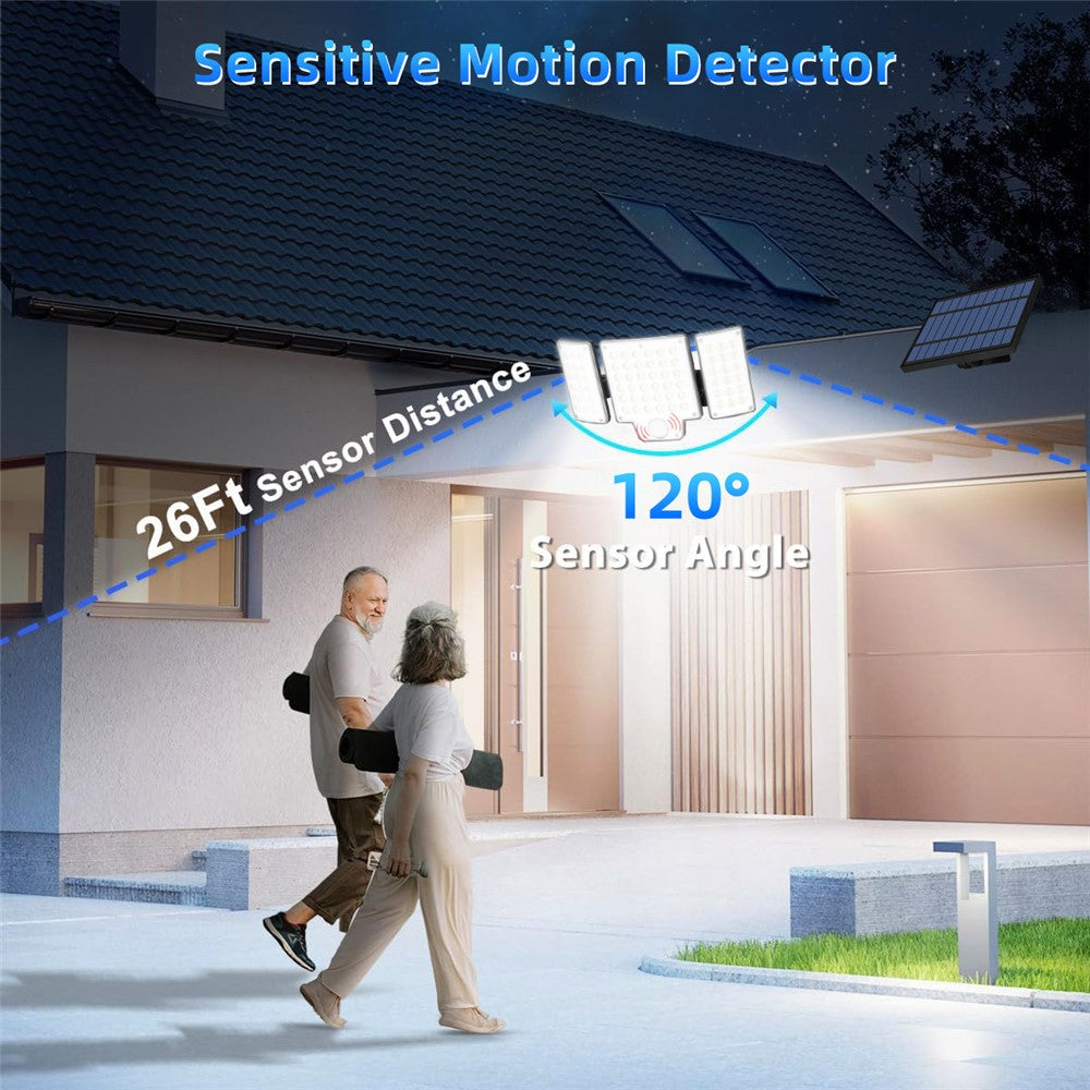 TG-TY01037 216 LED 3-Head Solar Powered Wall Light with Remote Control Waterproof Garden Lamp, Large Panel