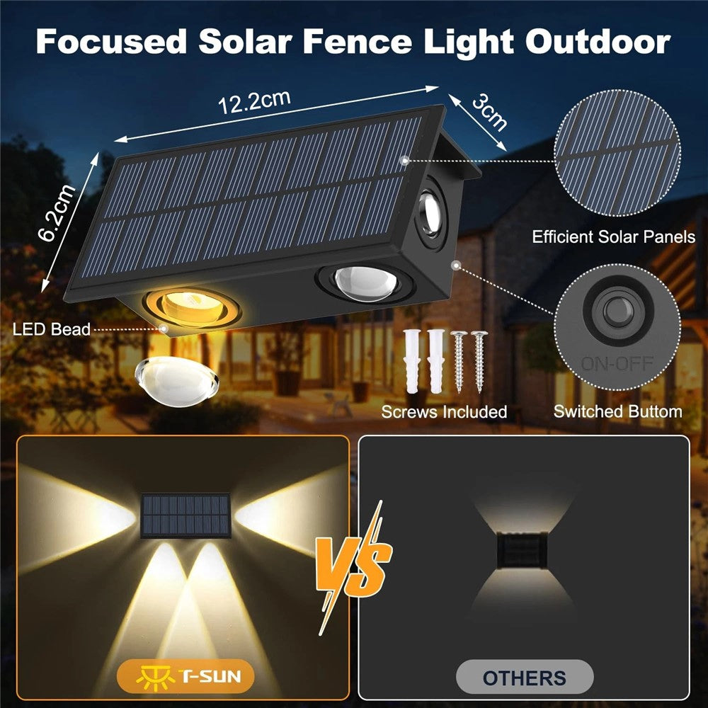TS-G0308 1Pc 4LED Wall Washer Light Outdoor Solar Waterproof 3-Sided Ambient Lamp, Warm Light