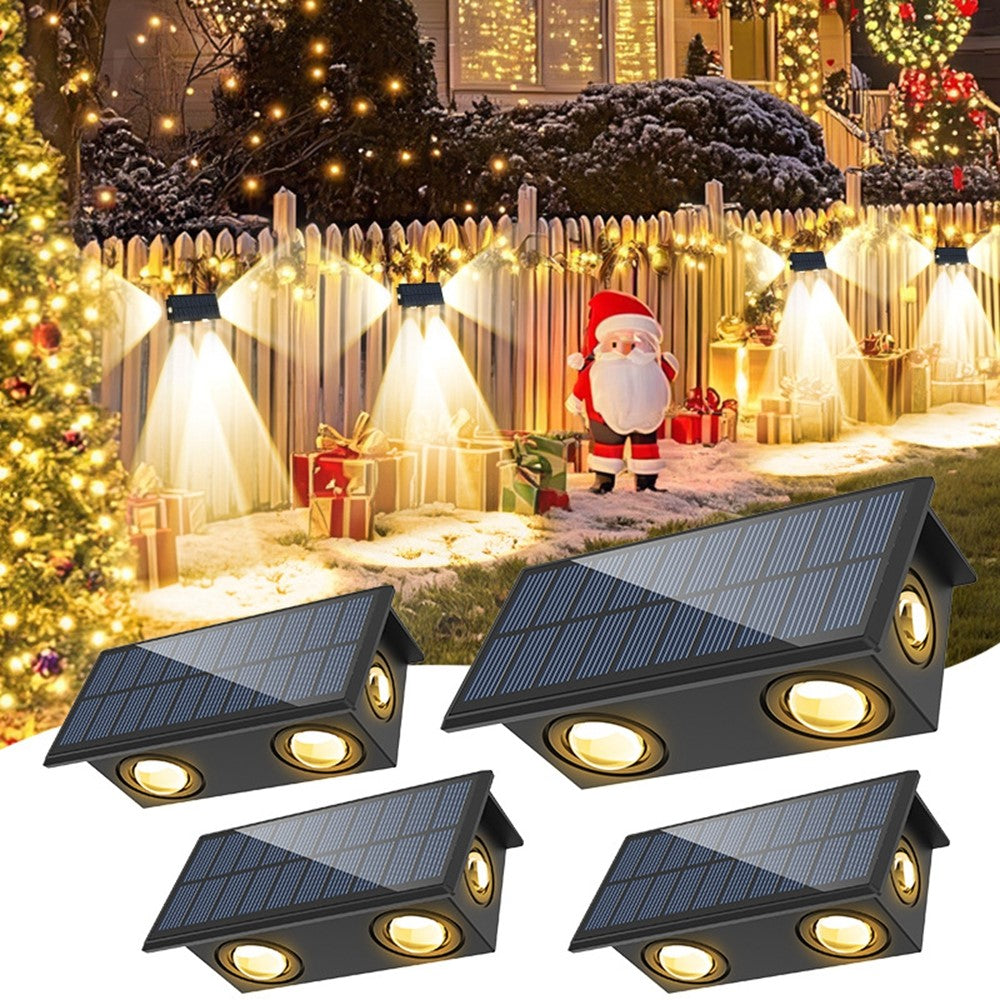 TS-G0308 1Pc 4LED Wall Washer Light Outdoor Solar Waterproof 3-Sided Ambient Lamp, Warm Light