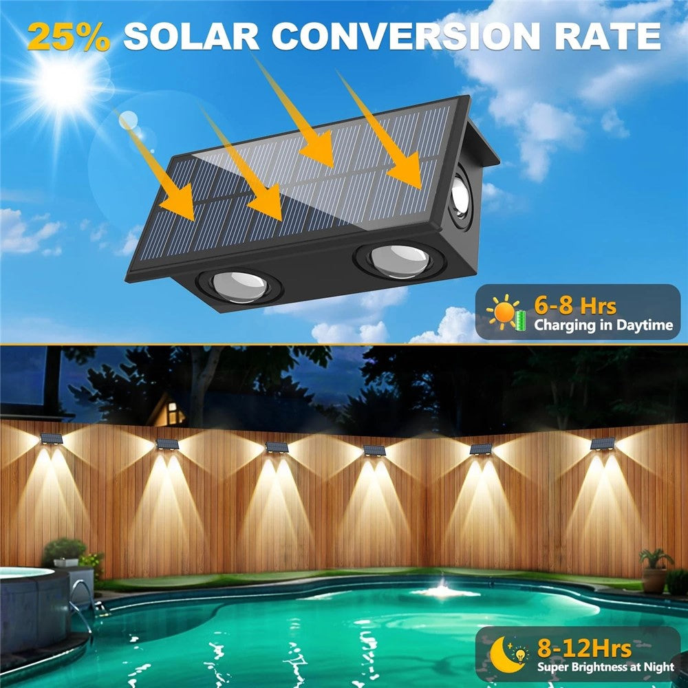 TS-G0308 1Pc 4LED Wall Washer Light Outdoor Solar Waterproof 3-Sided Ambient Lamp, Warm Light